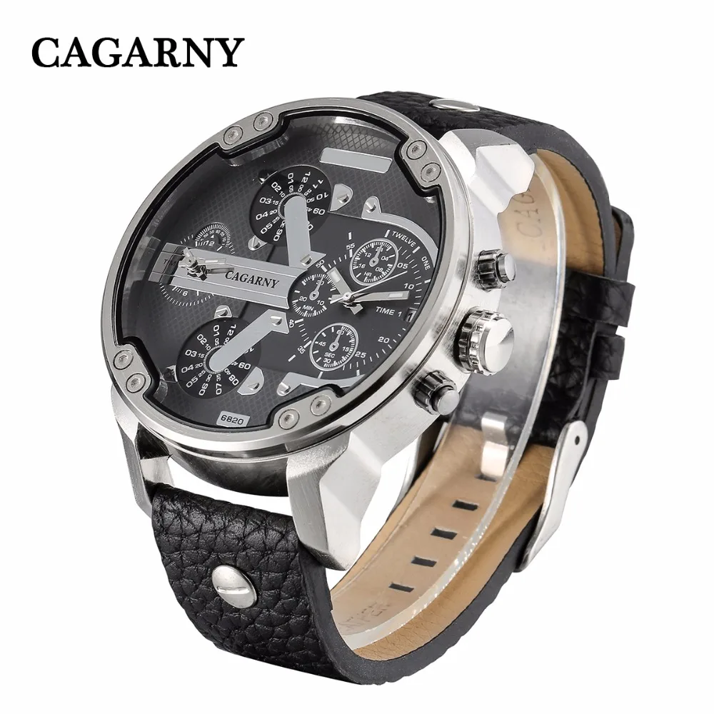 2019 drop shipping top luxury brand cagarny mens watches leather strap big case gold black silver dz military Relogio Masculino male clock man hour (19)