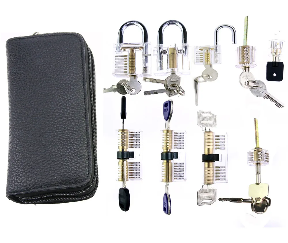 

Locksmith Pick Supply 9pcs Transparent Lock for Beginner and Locksmith Practice Best Training Kit Free Shipping