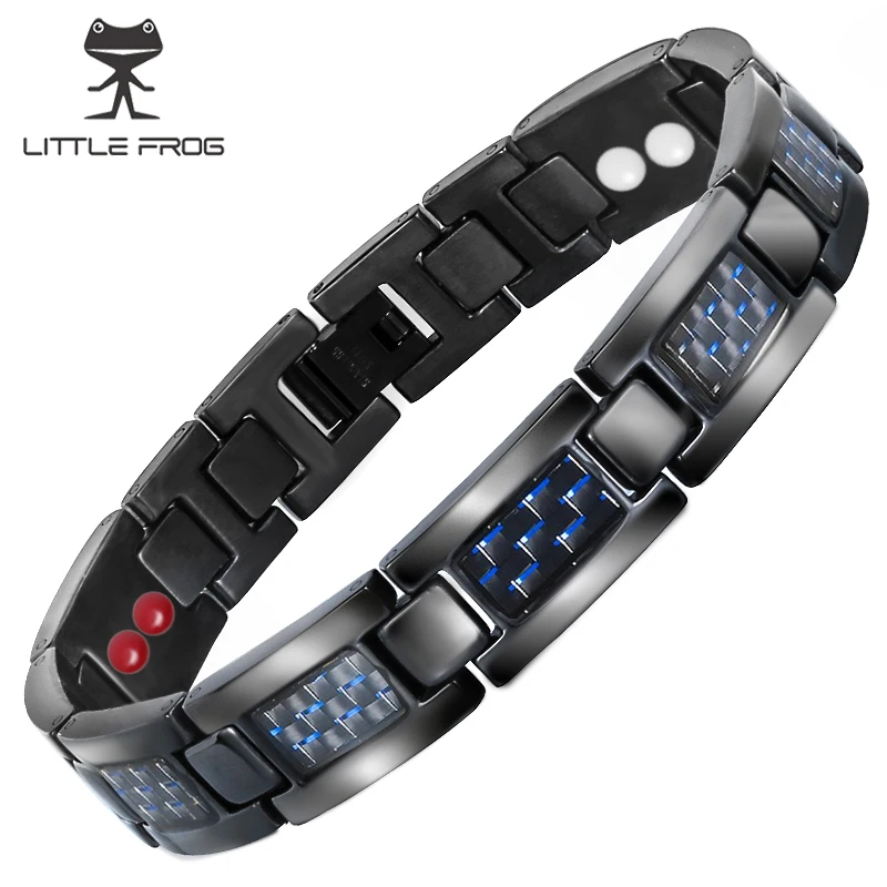 

LITTLE FROG Carbon Fiber Power Magnetic Men Bracelets Black Titanium Germanium Power Energy Therapy Jewelry