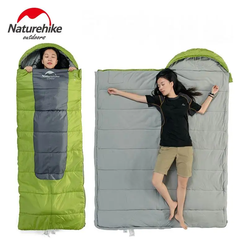 Promo  Naturehike Envelope Hooded Single Sleeping Bag Can Splicing Cotton Camping Sleeping Bags Waterproof