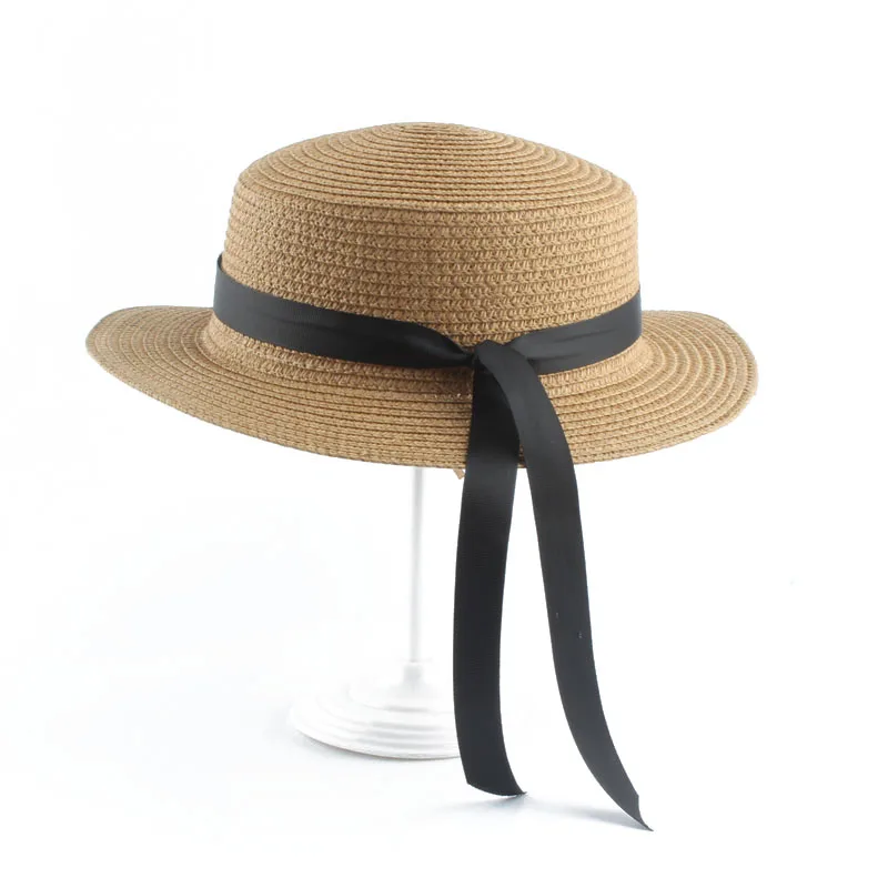 

2019 Summer Beach Hat Female Casual Panama Hat Girls Sun Hats For Women Flat brim Foldable Straw Hat