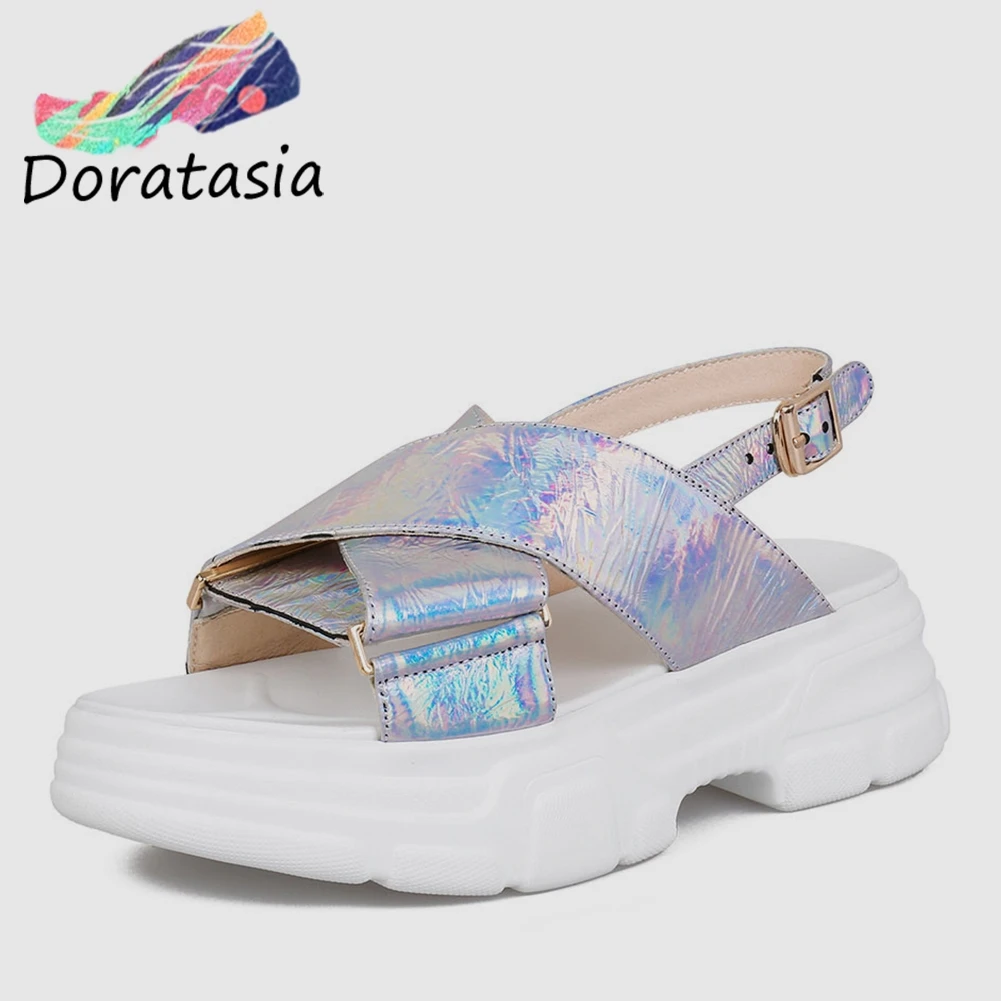 

DORATASIA 2019 Brand Design Big Size 34-40 Genuine Leather Shoes Sandals Ladies High Heels Women Shoes Woman Casual Sandals