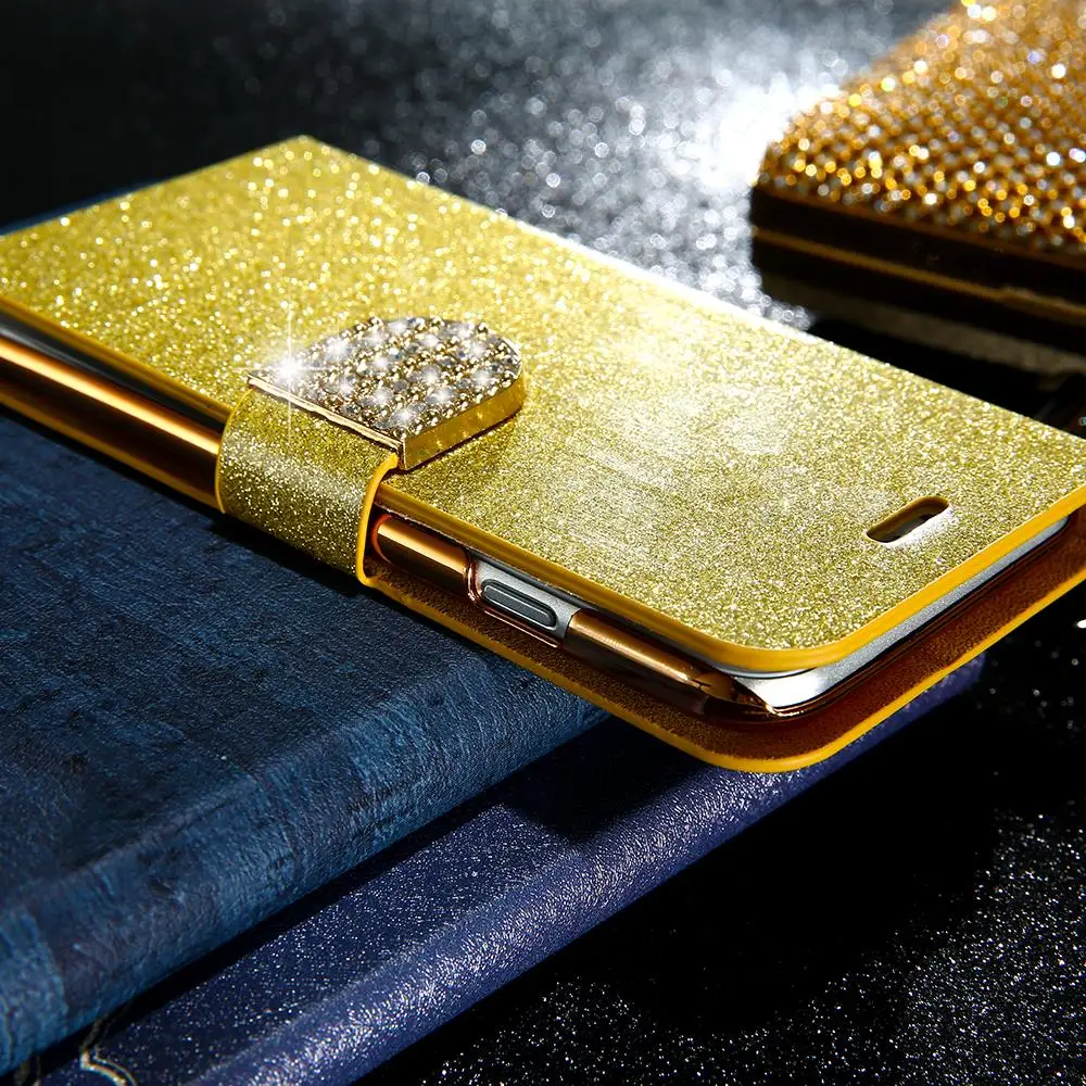 KISSCASE Gillter блестящий чехол для телефона iPhone X 8 7 6s Plus 5S из искусственной кожи Samsung S8 S7