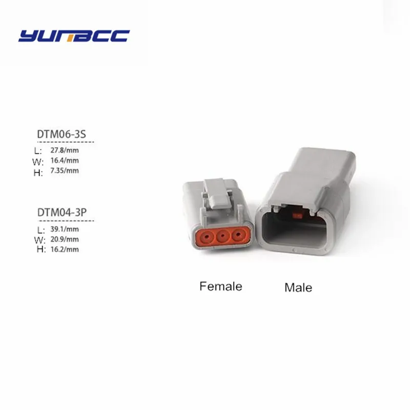 

5sets 3Pin Deutsch DTM Wire Connector Waterproof Female Male Auto Plug DTM06-3S/ATM06-3S DTM04-3P/ATM04-3P