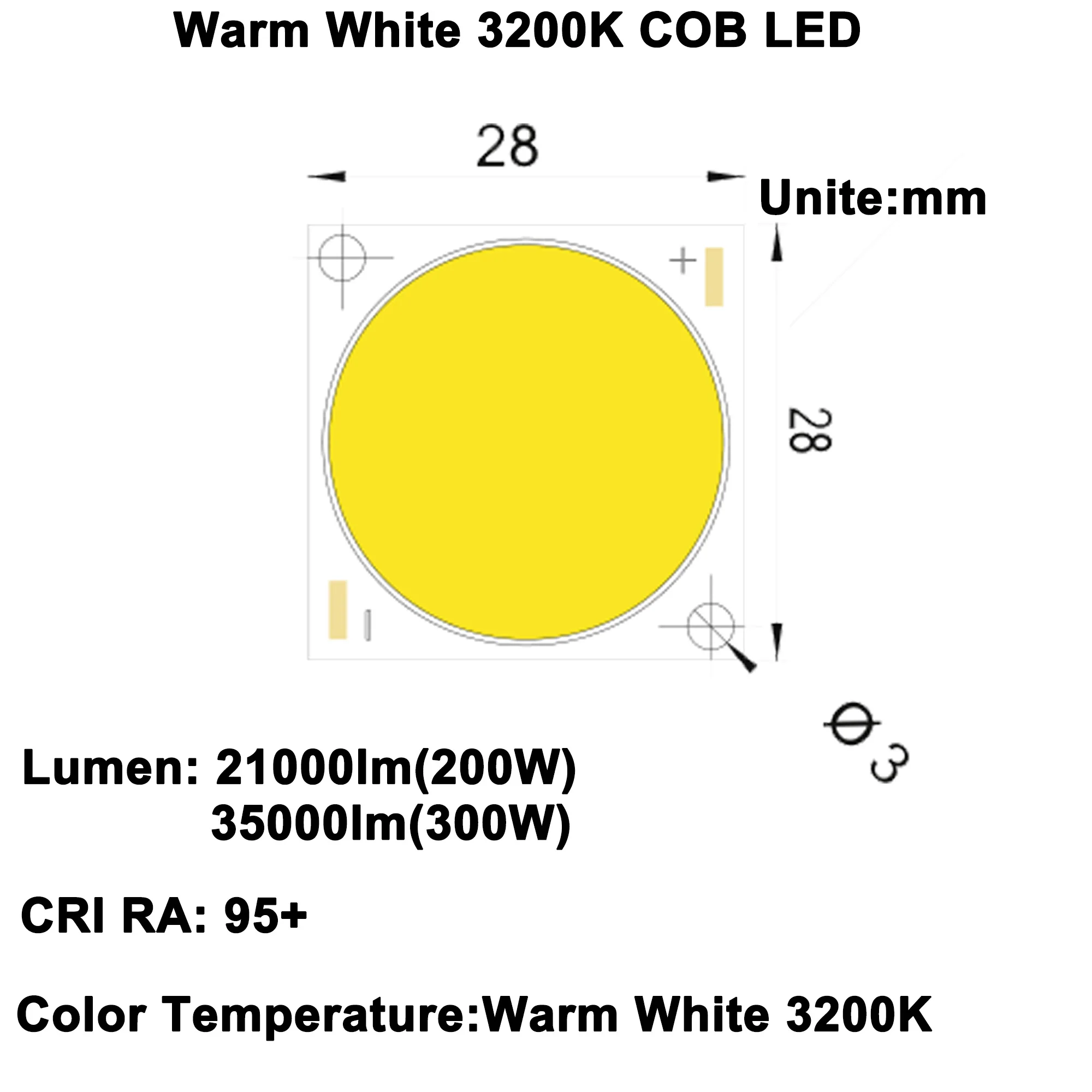 MARSWAL светодиодный CRI RA 95+ высокая плотность мощности 200 Вт COB светодиодный теплый белый 3200 к DC47-52V 4.1A 21000LM для DIY прожектор светильник Точечный светильник