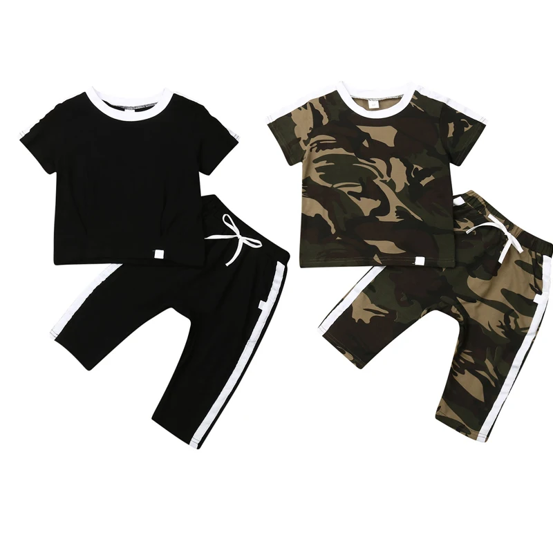 

1-6Y Summer Toddler Kids Baby Boy Girl Short Sleeve T-shirt Top Long Pant Trouser 2PCS Set Tracksuit Sportswear Children Clothes