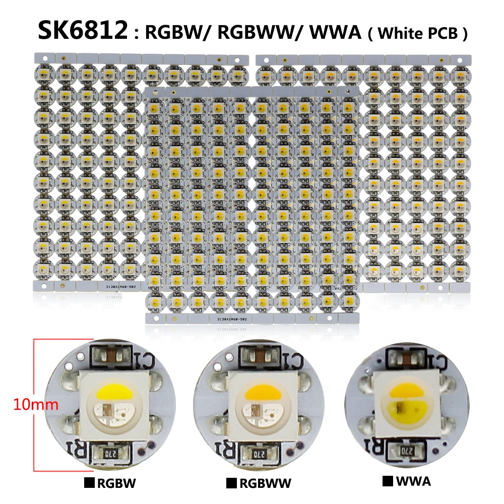 WS2812B SK6812 RGB RGBW RGBWW WWA светодиодный чип с печатной платой радиатора DC5V встроенный IC DIY светодиодный чип 10~ 100 шт