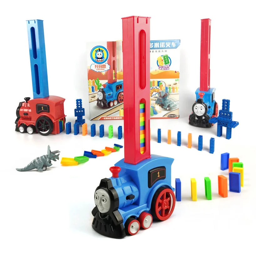 

128PCS Put Up The Domino Game Toy Set Automatic Placement Train with Light Sound Educational Building Blocks DIY Toys Gift