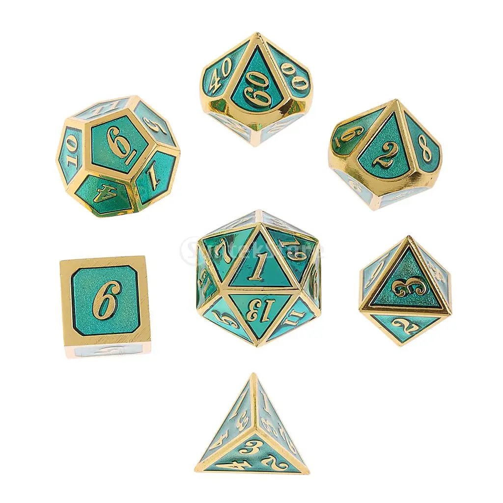 14x Polyhedral Alloy Dices D4-D20 for Dungeons and Dragons Gaming Prop Gift