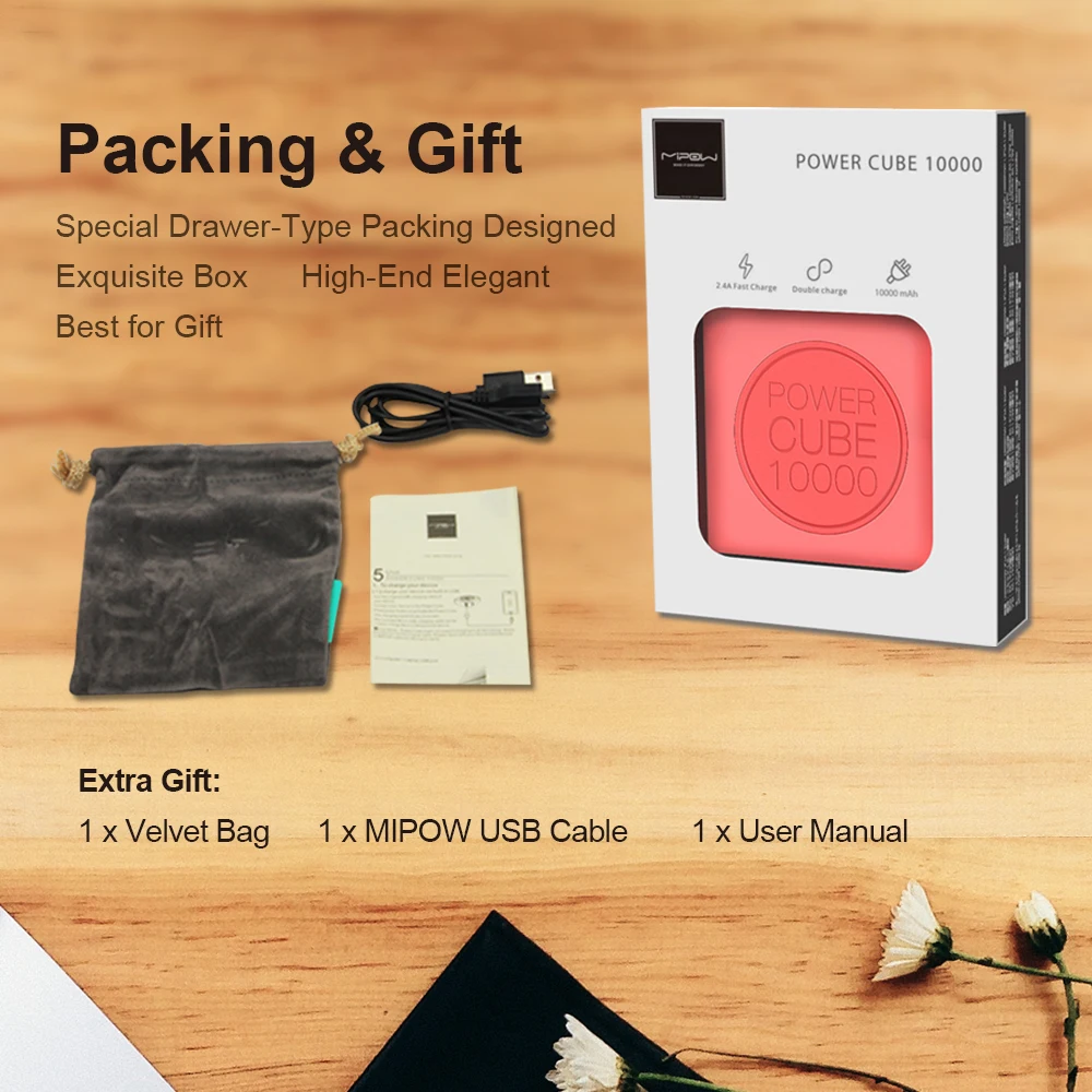 Портативное зарядное устройство MIPOW портативное с двумя USB портами 2 4 А 10000