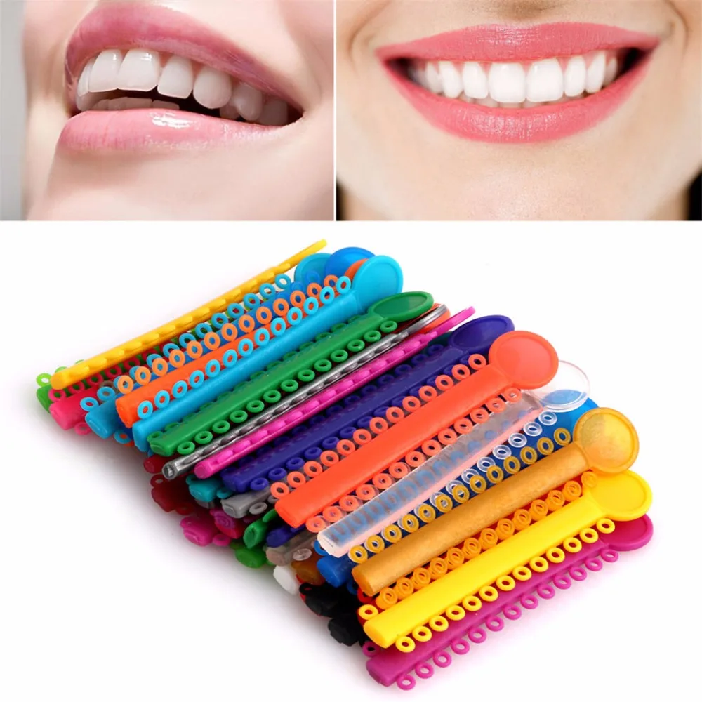 Новые 40 шт./1 упаковка зубные лигатурные Галстуки Ортодонтические эластичные резинки многоцветные