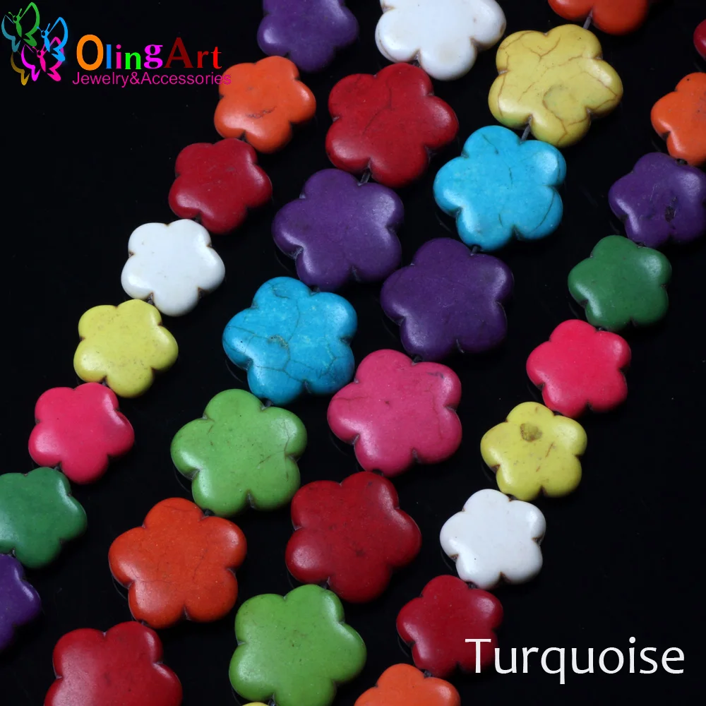 

OlingArt Mixed color 15MM 28pcs/lot 20MM 21pcs/lot Solid Flowers Green Loose Beads Stone DIY Bracelet Necklace Making