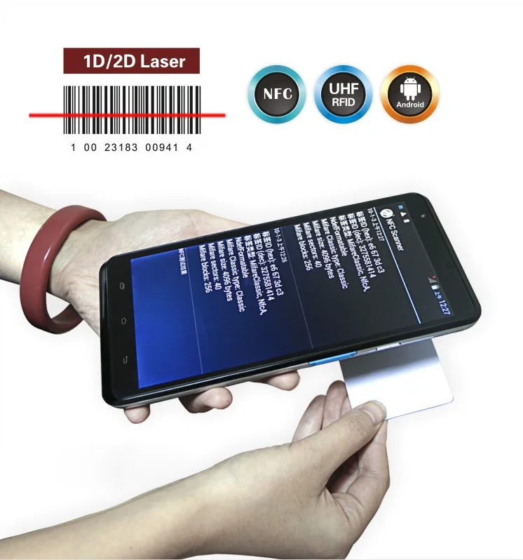 Портативный сканер для штрих кодов UHF RFID 2D NFC Android 5 1|barcode scanner|handheld data terminaldata collector |
