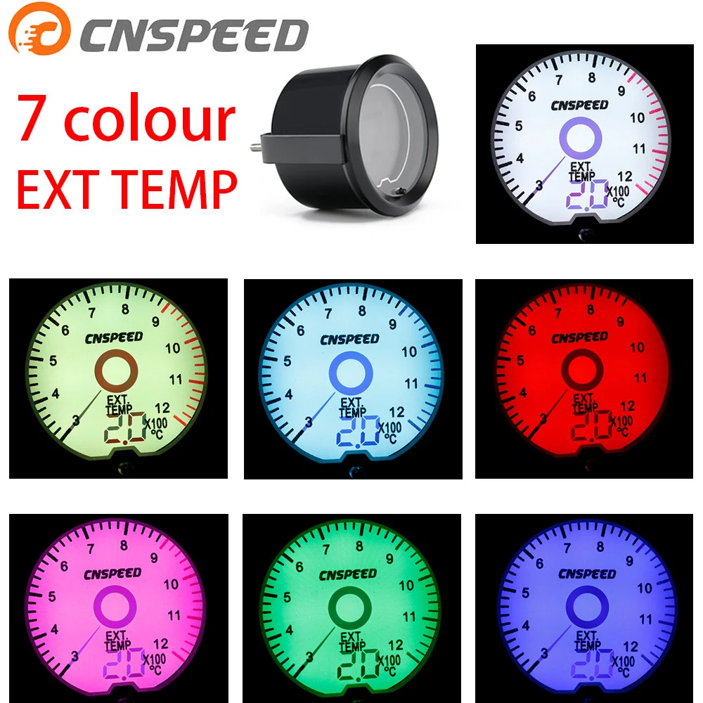 

CNSPEED 2 inch / 52mm LCD liquid crystal 7 color virtual pointer display exhaust gas temperature gauge Celsius C unit YC101428