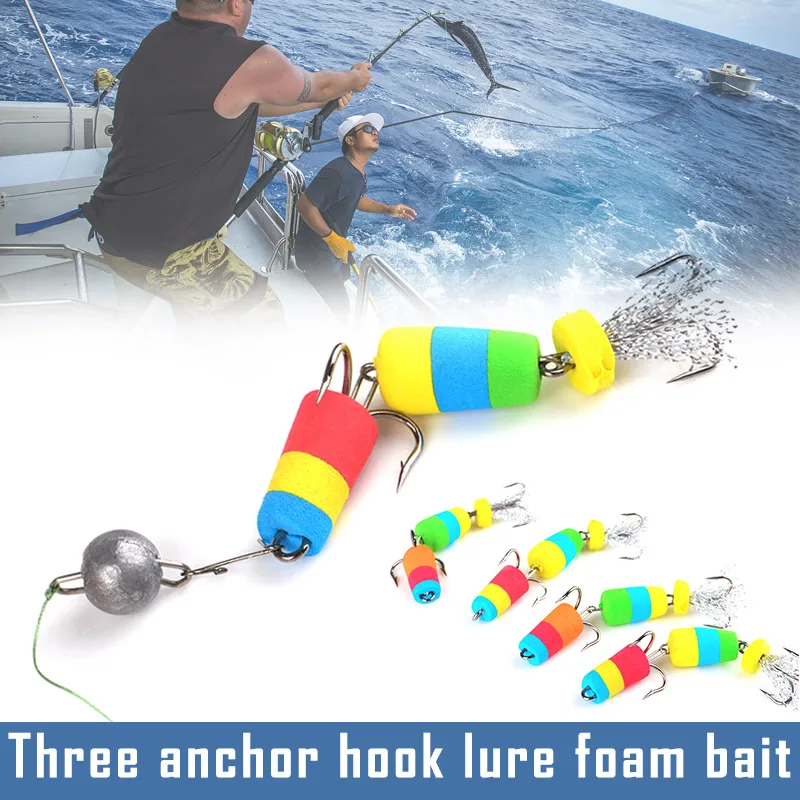 2019 Newly 4pcs Fishing Lure Fake Insect Bait Three Anchor Hooks Foam Fishing Tackle