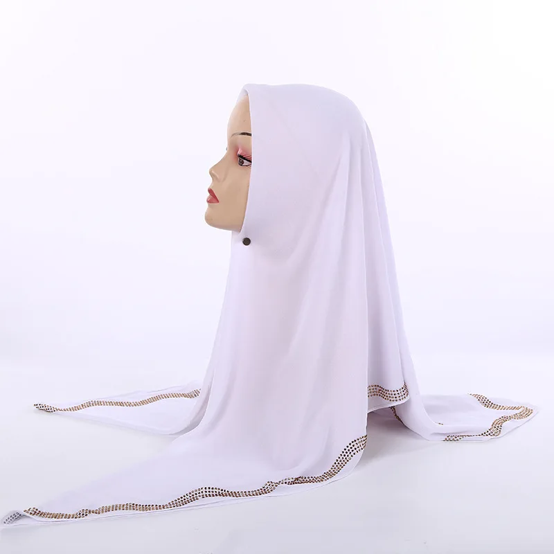 Высокое качество Жемчуг шифон квадратный хиджаб шарф с аппликацией большой цветок Декор Ислам для женщин роскошные бриллианты края мусульманская шаль