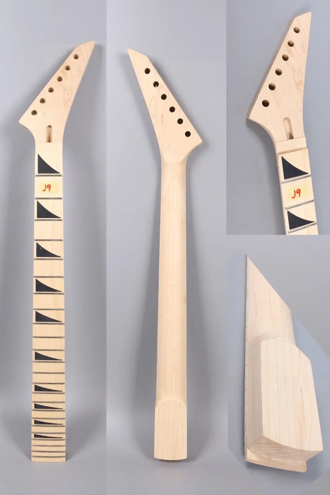 

Maple Electric guitar neck replacement 24 fret Shark Fin inlay Locking Nut #3