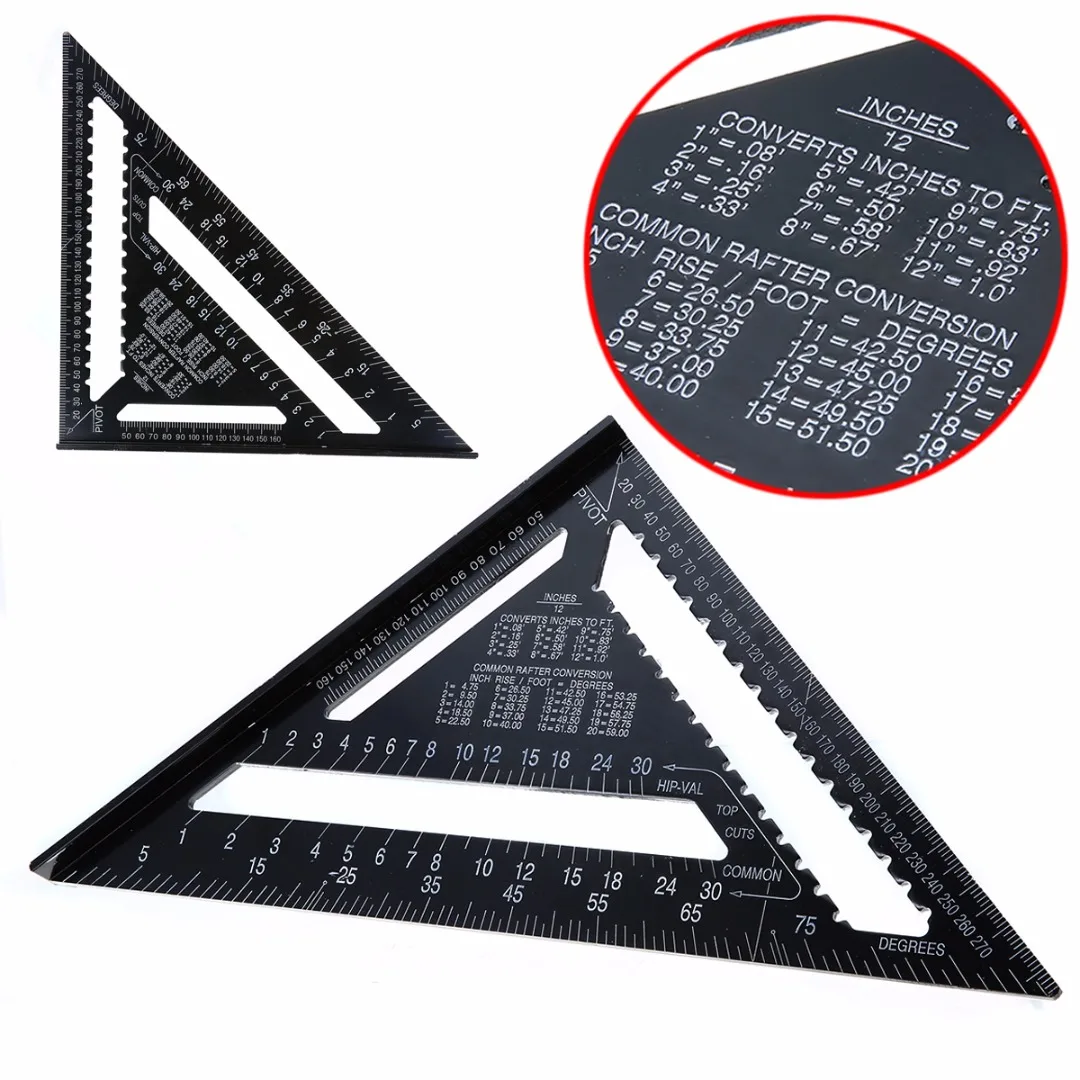 

12" 300mm Length Aluminium Tri-square Ruler Rafter Angle Frame Measuring Tool For Carpenter