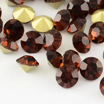 

Free Shipping ss16 4mm, 1440Pcs/lot Point Back Rhinestone coffee medium topaz Color Point Back Chaton