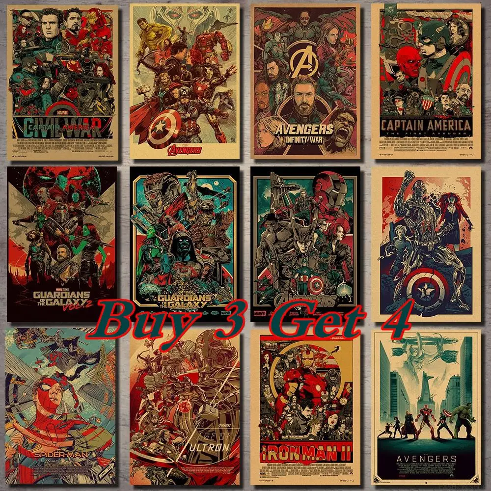 

Marvel Movie /Avengers /Guardians of the Galaxy/Movie Poster Decorative Painting Bar Wall Sticker Kraft Paper Poster 42*30cm