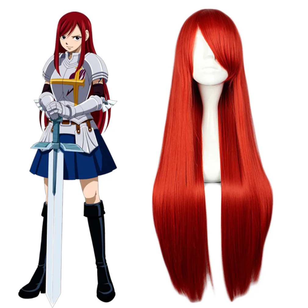 

Japanese Anime FAIRY TAIL women Erza Scarlet cosplay wig role play Erza Scarlet long straight hair Musujime Awaki red wig