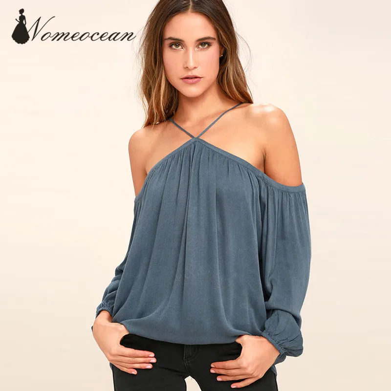 Rusty Color Off-the-Shoulder Tops of Women 2017 Summer Slash Neck Shirts Elegant Blouse OL Shirt M17030720 |