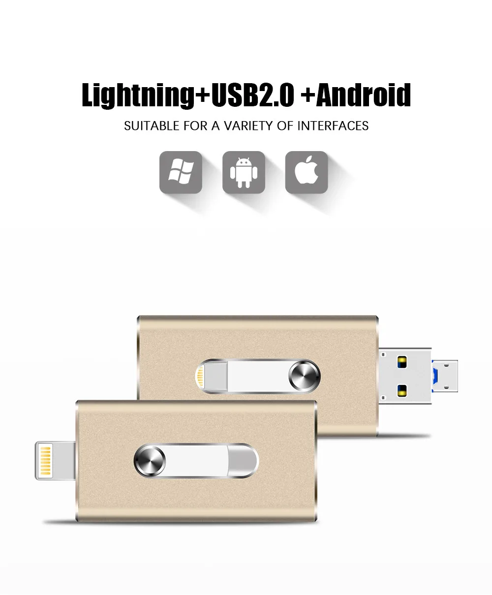 USB флэш-накопитель 128 Гб 64 ГБ 32 ГБ 16 ГБ для iPhone X 8 7 plus iOS Android Phon flash drive Lightning Pen drive 3 в 1 Memory Stick