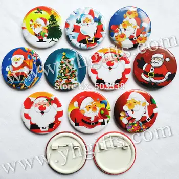 

200PCS/LOT,3cm(1.2 inch),Mix christmas badge,Fashion button,Team logo,Goody bag.X'mas brooch pins.Home decoration.Wholesale