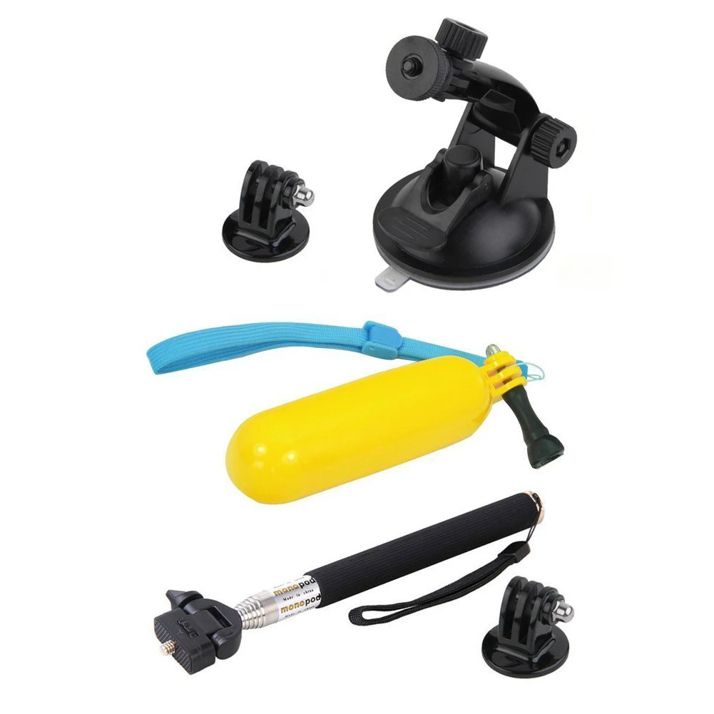 PLA-присоска+ подвижный лафет+ рукоятка-монопод Комплект аксессуаров для спортивной камеры Hero 3+ 4 и ANART желтый+ черный