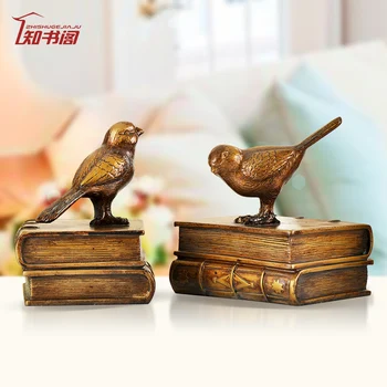 

Retro bird Bookends bedroom decor decoration simulation fake book desk counter personality practical decoration