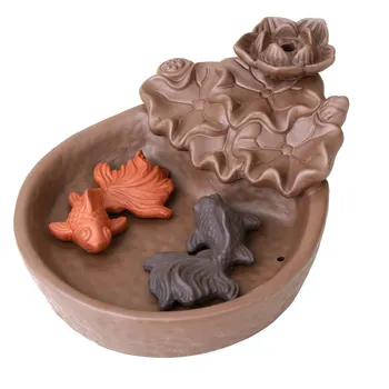 

Ceramic Backflow Incense Burner Two Fish Incense Cone Stick Censer Quemador Incienso Creative Home Bouddha Decorations Ornaments