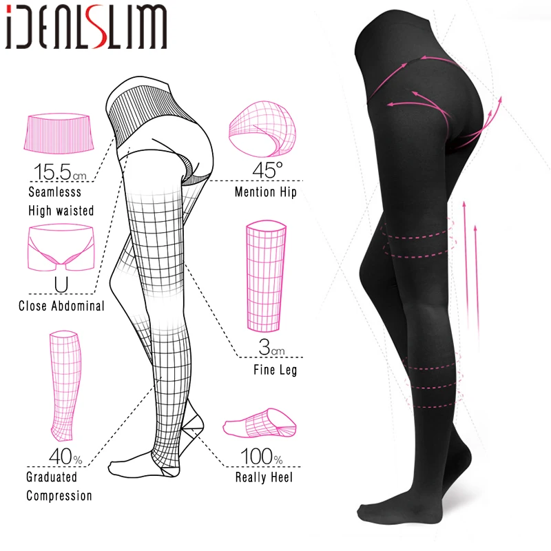 

IDEALSLIM 23-32mmHg High Waist Medical Compression Pantyhose for Varicose Veins Women Compression Stockings