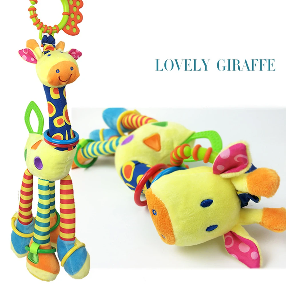 

Kawaii Giraffe Car Hanging Bed The Bell Infants Plush Bell BB Tooth Gum Newborn Baby Teddy Kids Toy Baby Early Educational Toys