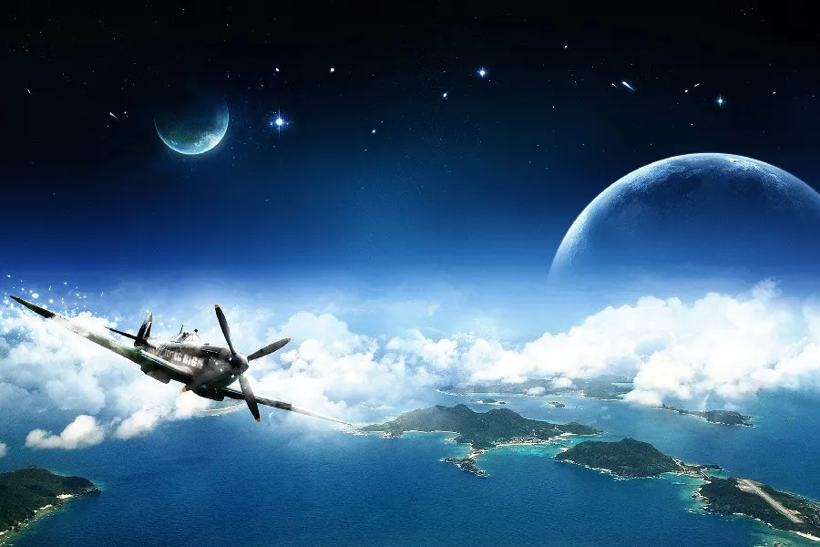 Outer space technology digital art artwork cloth silk art wall poster