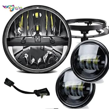 

For Universal Motorcycle Light Electra Glide Softail Fat Boy Touring 7 Inch Motor Motorcycle LED Headlight with 4.5 Inch Fog La