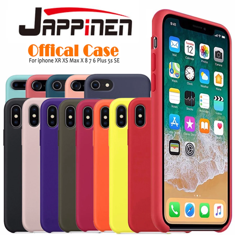 

Jappinen Have Logo Original Silicone Case For iPhone X XS Max XR Cover For iPhone 5 6 6S 7 8 Plus Official Silicone Case