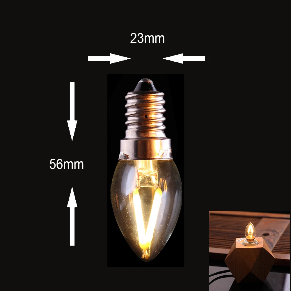 C7 Эдисон светодиодный ламп накаливания, ретро мини-лампа-канделябр супер теплый 2200 K, 1 Вт E12 E14 база, Винтаж ночник, регулируемая яркость, не