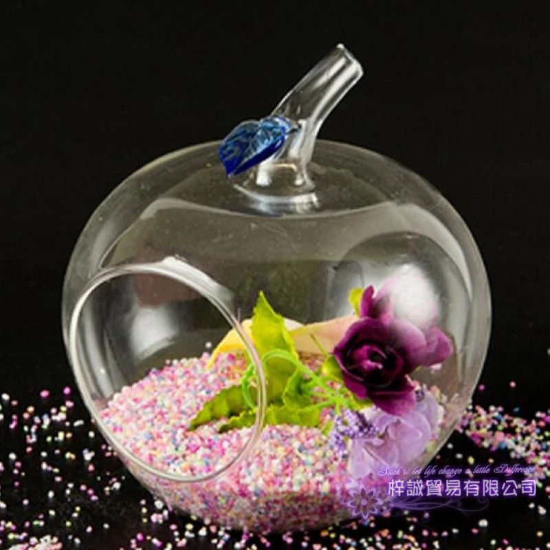 1pc Apple Glass Flower Vase Christmas  Dinner Planter Terrarium Container Hydroponic Pot Home Wedding Decor Candlestick