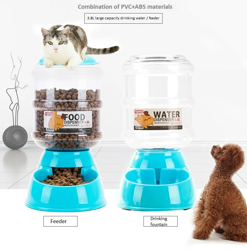 3.8L Large Capacity Automatic Pet Feeder Drinking Fountains Dog Bowl Water Dispenser For Dogs