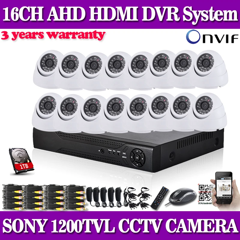 Home cctv dvr system 16ch 960h dome sony 1200tvl security camera system dvr kit 16channel H