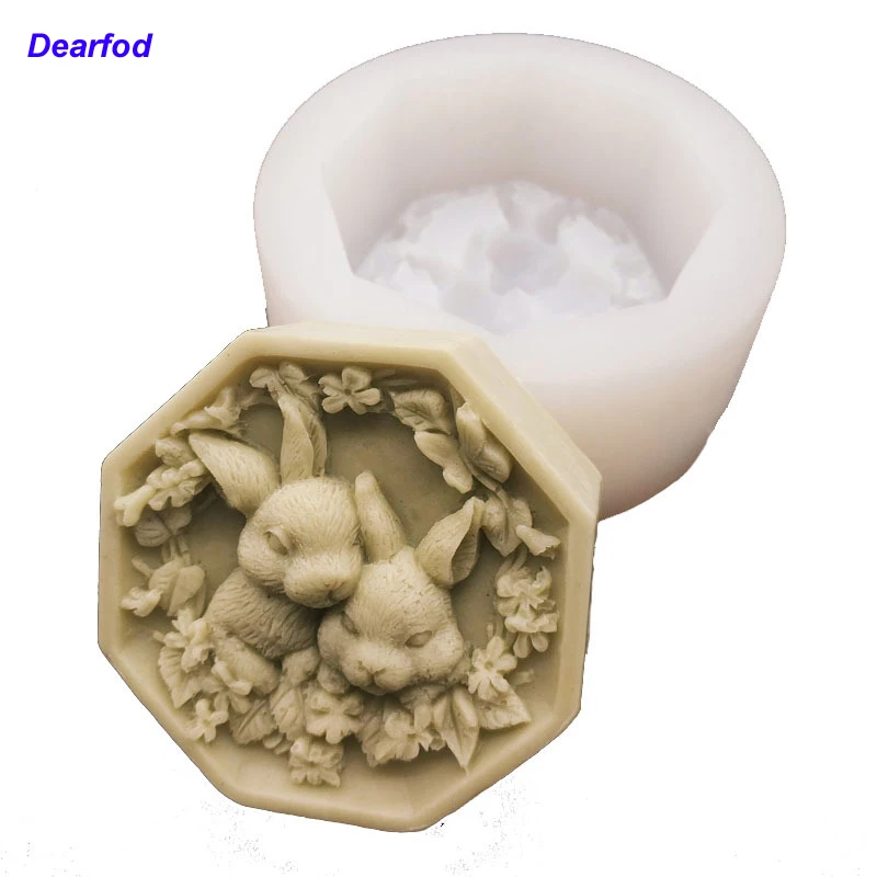 

MX153 Lovely Rabbits Silicone Mold Soap Mold Chocolate Mold Pudding Mold Silicone Cake Decoration Mold Kitchenware DIY Tool