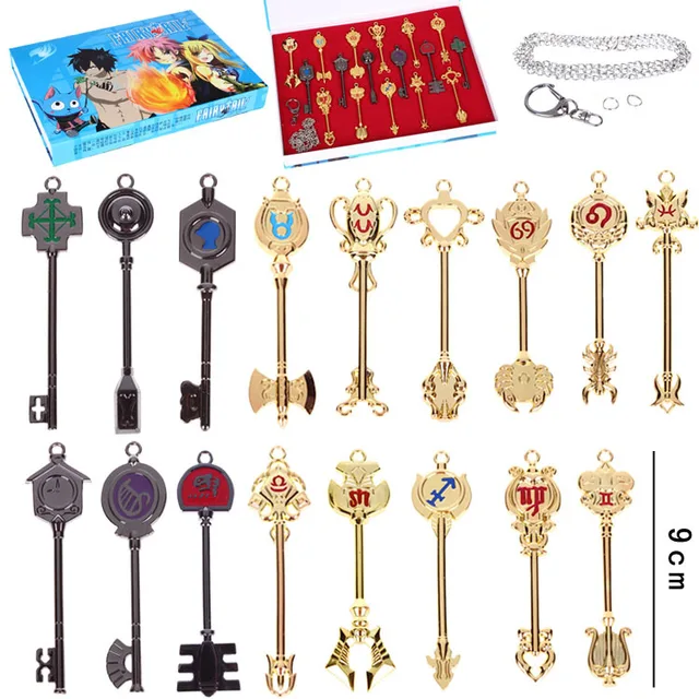 Fairy Tail Les 12 Clés Du Zodiaque Livraison gratuite Fairy Tail cosplay 18 pcs/set Key trousseau signe du