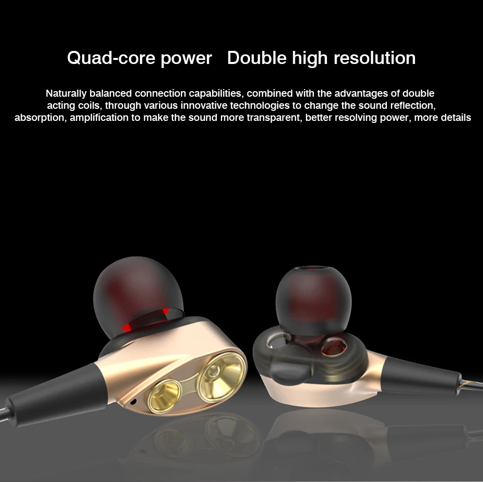 Noise Cancelling Earphones Dual Driver Earphone With MIC Gaming Headset Stereo Earphones With Microphone For Mobile Phone (19)