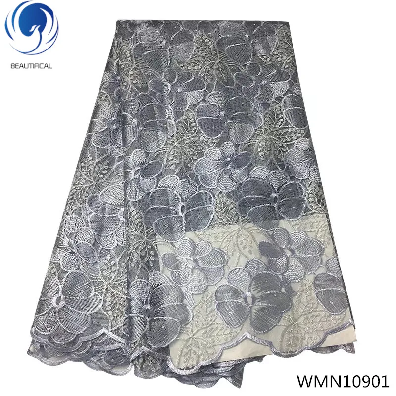 

BEAUTIFICAL french tulle lace fabric with stones african net lace dress 2018 new design fabrics lace for party 5yards/lot WMN109