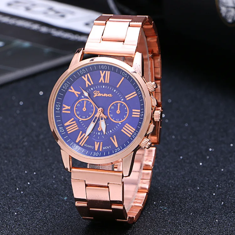 Топ бренд Geneva Rosy золото повседневные кварцевые часы женские спортивные из нержавеющей стали платье часы Relogio Feminino Горячие мужские часы
