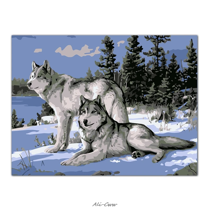 

Wolf Oil Painting By Numbers Acrylic Drawing On Canvas DIY Home Office Decor