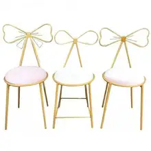 Modern minimalist bedroom backrest wrought iron makeup chair Nordic bow net red girl dresser stool
