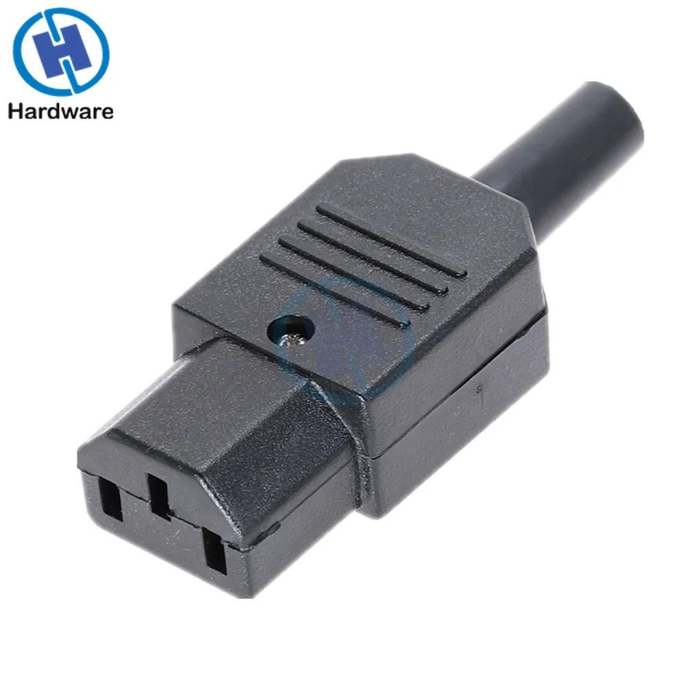 IEC разъем прямой кабель Разъем C13 C14 10A 250 В черный женский и штекер Rewirable мощность 3 контактный разъем