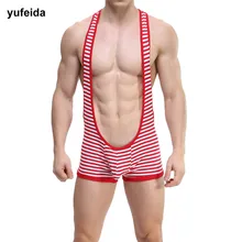 YUFEIDA, сексуальные Стрейчевые мужские трусы, бодибилдинг, борцовка, нижнее белье, мужские комбинезоны, боди, цельные боксеры, трико