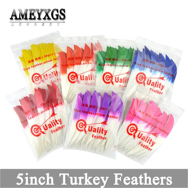 

60pcs 5inch Arrow Fletch Feathers Natural Turkey Feather Right Wing Vanes Outdoor Sports Hunting Shooting Archery Accessories